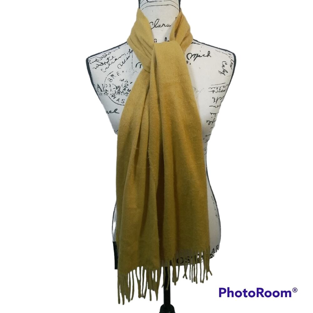 Cejon Gold Yellow Solid Fringe Scarf NWT